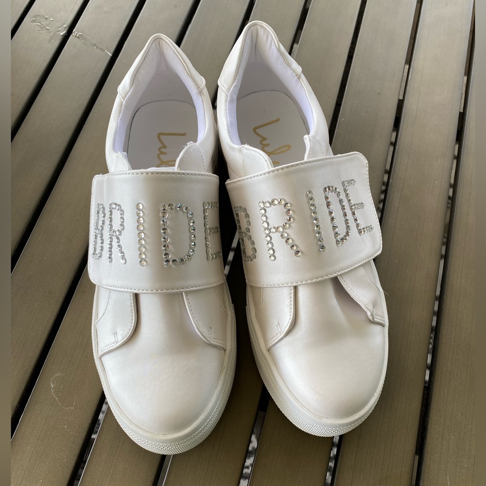 Lulus Bride2Be White Rhinestone Sneakers